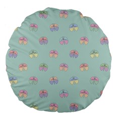 Butterfly Pastel Insect Green Large 18  Premium Flano Round Cushions by Nexatart