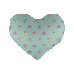 Butterfly Pastel Insect Green Standard 16  Premium Flano Heart Shape Cushions by Nexatart