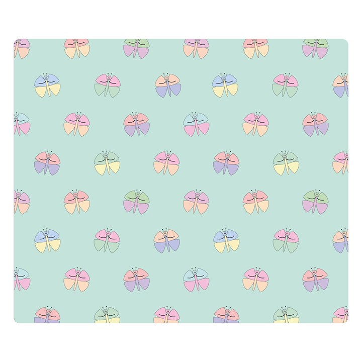 Butterfly Pastel Insect Green Double Sided Flano Blanket (Small) 