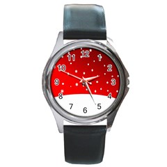 Christmas Background  Round Metal Watch