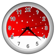 Christmas Background  Wall Clocks (Silver) 