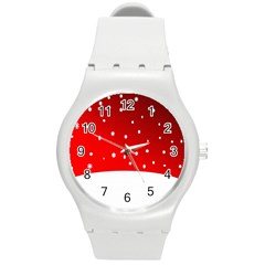 Christmas Background  Round Plastic Sport Watch (M)