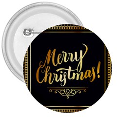 Christmas Gold Black Frame Noble 3  Buttons by Nexatart