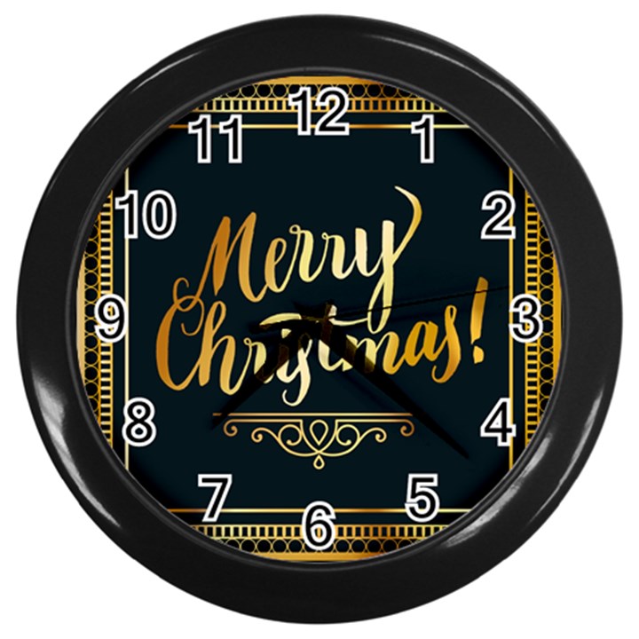 Christmas Gold Black Frame Noble Wall Clocks (Black)