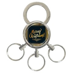 Christmas Gold Black Frame Noble 3-ring Key Chains by Nexatart