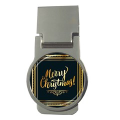 Christmas Gold Black Frame Noble Money Clips (round)  by Nexatart