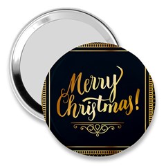 Christmas Gold Black Frame Noble 3  Handbag Mirrors by Nexatart