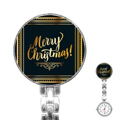 Christmas Gold Black Frame Noble Stainless Steel Nurses Watch by Nexatart