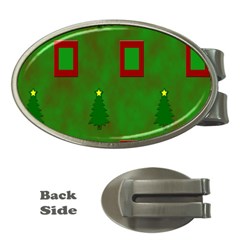 Christmas Trees And Boxes Background Money Clips (oval)  by Nexatart