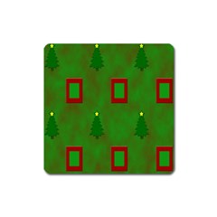 Christmas Trees And Boxes Background Square Magnet by Nexatart