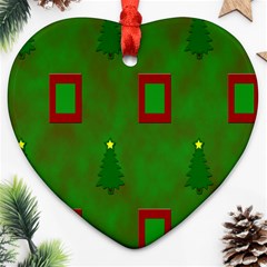 Christmas Trees And Boxes Background Heart Ornament (two Sides) by Nexatart