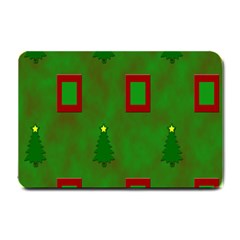 Christmas Trees And Boxes Background Small Doormat  by Nexatart