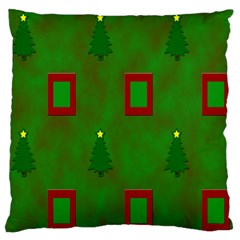 Christmas Trees And Boxes Background Large Flano Cushion Case (two Sides)