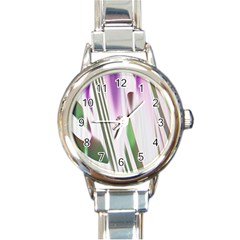 Colored Pattern Round Italian Charm Watch by Nexatart