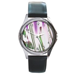 Colored Pattern Round Metal Watch by Nexatart