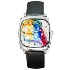 Colour Abstract Square Metal Watch by Nexatart