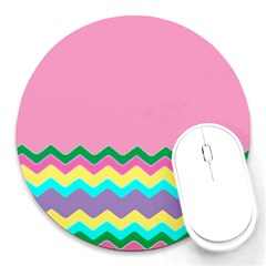 Easter Chevron Pattern Stripes Round Mousepads by Nexatart