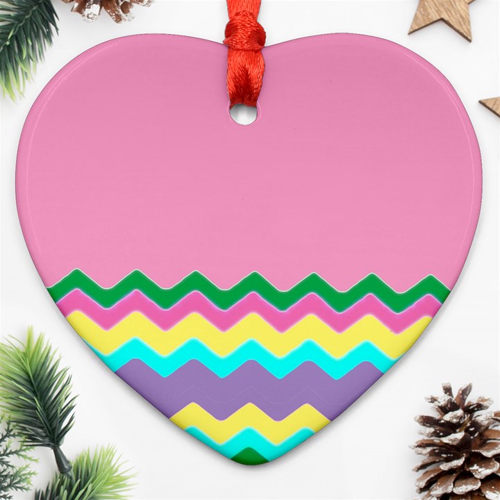 Easter Chevron Pattern Stripes Ornament (Heart)