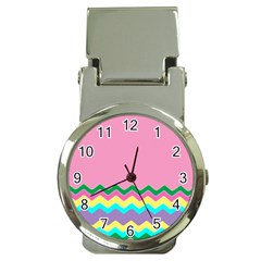 Easter Chevron Pattern Stripes Money Clip Watches by Nexatart