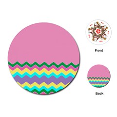 Easter Chevron Pattern Stripes Playing Cards (round)  by Nexatart