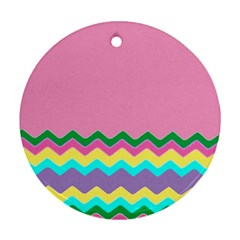 Easter Chevron Pattern Stripes Round Ornament (two Sides) by Nexatart