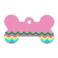 Easter Chevron Pattern Stripes Dog Tag Bone (one Side) by Nexatart