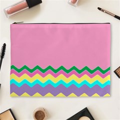 Easter Chevron Pattern Stripes Cosmetic Bag (xl) by Nexatart