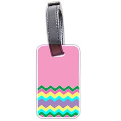 Easter Chevron Pattern Stripes Luggage Tags (two Sides) by Nexatart