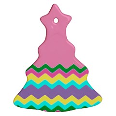 Easter Chevron Pattern Stripes Ornament (christmas Tree)  by Nexatart