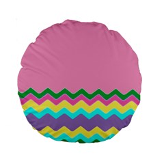 Easter Chevron Pattern Stripes Standard 15  Premium Round Cushions by Nexatart