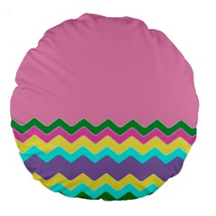 Easter Chevron Pattern Stripes Large 18  Premium Round Cushions by Nexatart