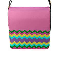 Easter Chevron Pattern Stripes Flap Messenger Bag (l)  by Nexatart