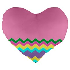 Easter Chevron Pattern Stripes Large 19  Premium Flano Heart Shape Cushions by Nexatart