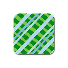 Fabric Cotton Geometric Diagonal Rubber Square Coaster (4 Pack) 