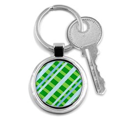 Fabric Cotton Geometric Diagonal Key Chains (round) 