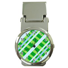 Fabric Cotton Geometric Diagonal Money Clip Watches by Nexatart