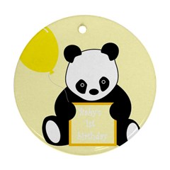 First Birthday Panda Card Ornament (round)