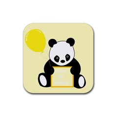 First Birthday Panda Card Rubber Coaster (square)  by Nexatart