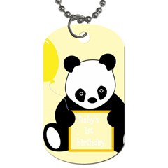 First Birthday Panda Card Dog Tag (one Side) by Nexatart