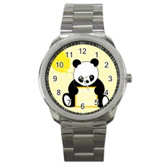 First Birthday Panda Card Sport Metal Watch by Nexatart