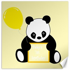 First Birthday Panda Card Canvas 12  X 12   by Nexatart