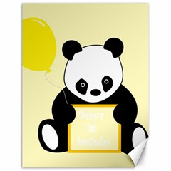 First Birthday Panda Card Canvas 12  X 16   by Nexatart