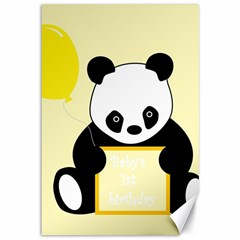 First Birthday Panda Card Canvas 12  X 18   by Nexatart