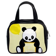 First Birthday Panda Card Classic Handbags (2 Sides) by Nexatart