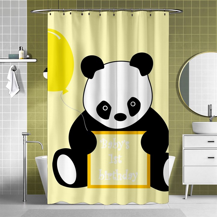 First Birthday Panda Card Shower Curtain 48  x 72  (Small) 