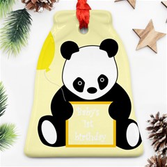 First Birthday Panda Card Bell Ornament (two Sides) by Nexatart