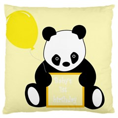 First Birthday Panda Card Large Cushion Case (two Sides) by Nexatart