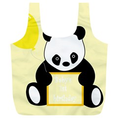 First Birthday Panda Card Full Print Recycle Bags (l)  by Nexatart