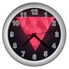 Geometric Triangle Pink Wall Clocks (silver)  by Nexatart