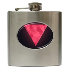 Geometric Triangle Pink Hip Flask (6 Oz) by Nexatart